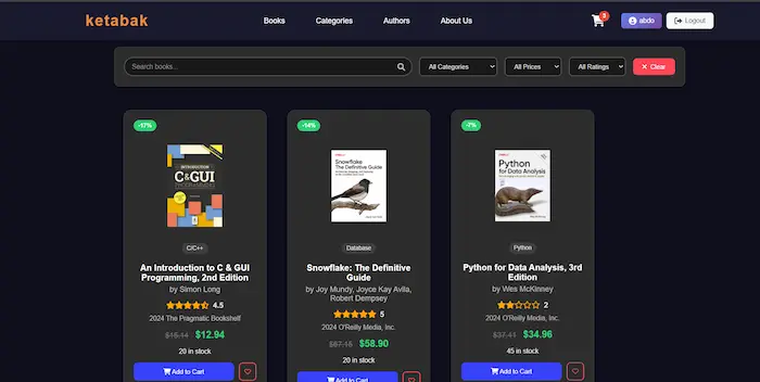 Ketabak Bookstore Interface